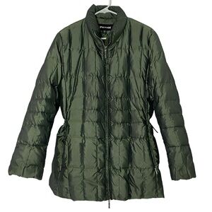 Feyem Goose Down Puffer Jacket Womens Size Medium Iridescent Green Made In Italy